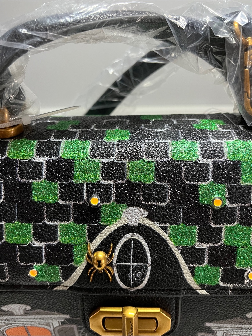 Betsey Johnson Black Orange Green Haunted House Crossbody Bag - Picture 6 of 17